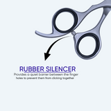 6.5 Inch Sharp Blade Left Hand Sand Barber Thinning Shear With Screw Adjuster, Rubber Silencer & Comfortable Grip Ring