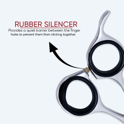 6.5 Inch Barber Thinning Scissors — Sharp Blade, Screw Adjuster, Rubber Silencer & Grip Ring — image 3