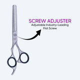 6 Inch Sharp Blade Left Hand Sand Dull Barber Thinning Shear, With Screw Adjuster, Rubber Silencer & Comfortable Grip Ring