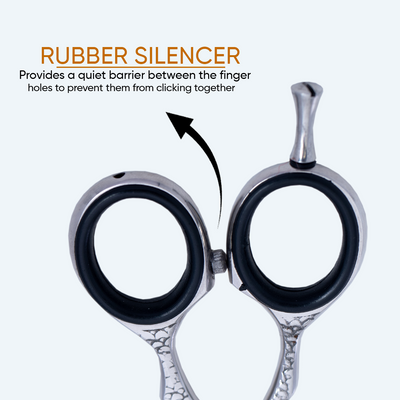 5.5 Inch Barber Hair Cutting Scissors — Flat Screw Adjuster, Rubber Silencer & Grip Ring — image 3