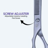 6.5 Inch Sharp Blade Left Hand Sand Barber Thinning Shear With Screw Adjuster, Rubber Silencer & Comfortable Grip Ring