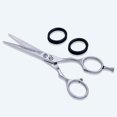 5.5 Inch Barber Hair Cutting Scissors — Flat Screw Adjuster, Rubber Silencer & Grip Ring — image 6