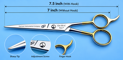 SuperCut GIS-101C 7-Inch Professional Barber Hair Cutting Scissors — Polished Stainless Steel — image 2