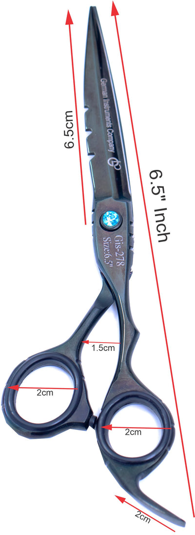 6.5 Inch Professional Hair Cutting Scissors — 440C Steel, Sharp Razor Edge & Adjustable Screw — Light Black Polish — image 2